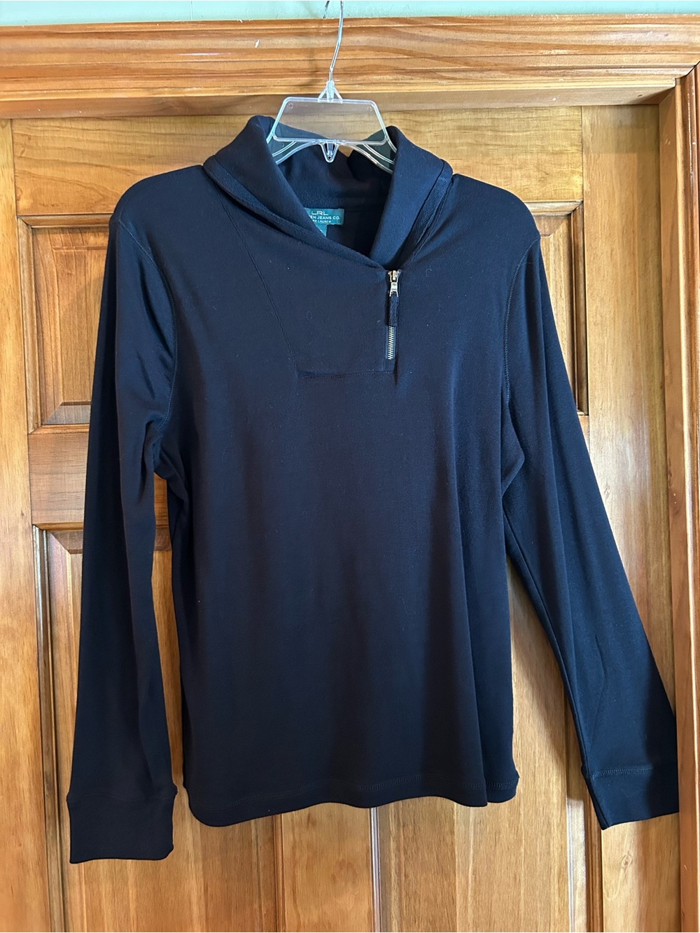 LRL Lauren Jeans Company Black Long-Sleeve Quarter-ZipTop